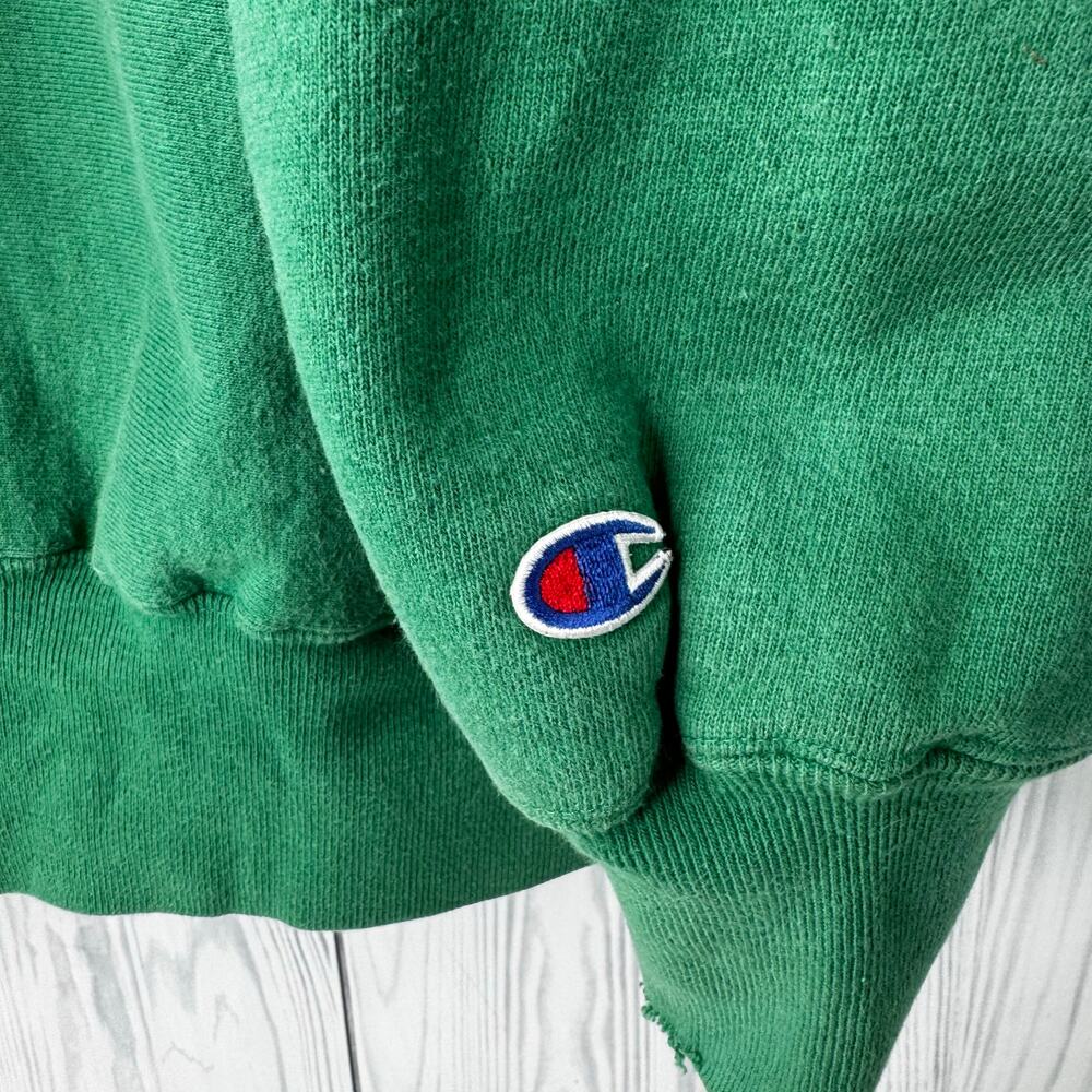 Vintage 90s Champion Green Reverse Weave  Sweatshirt Extra Large USA Distressed - Picture 2 of 8